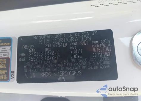 2023 Kia Niro Ev Wave z USA, uszkodzony, nr VIN KNDCT3L15P5016623